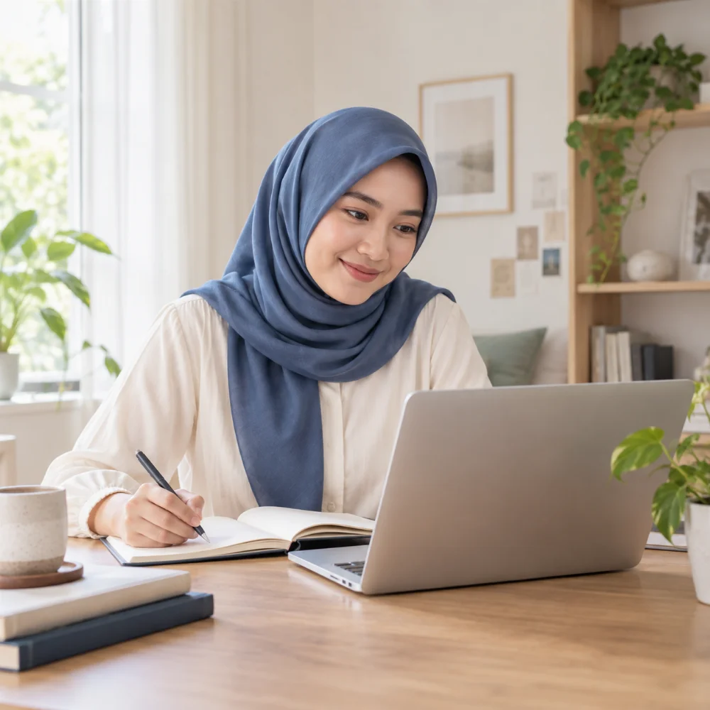Ilustrasi belajar online dari rumah